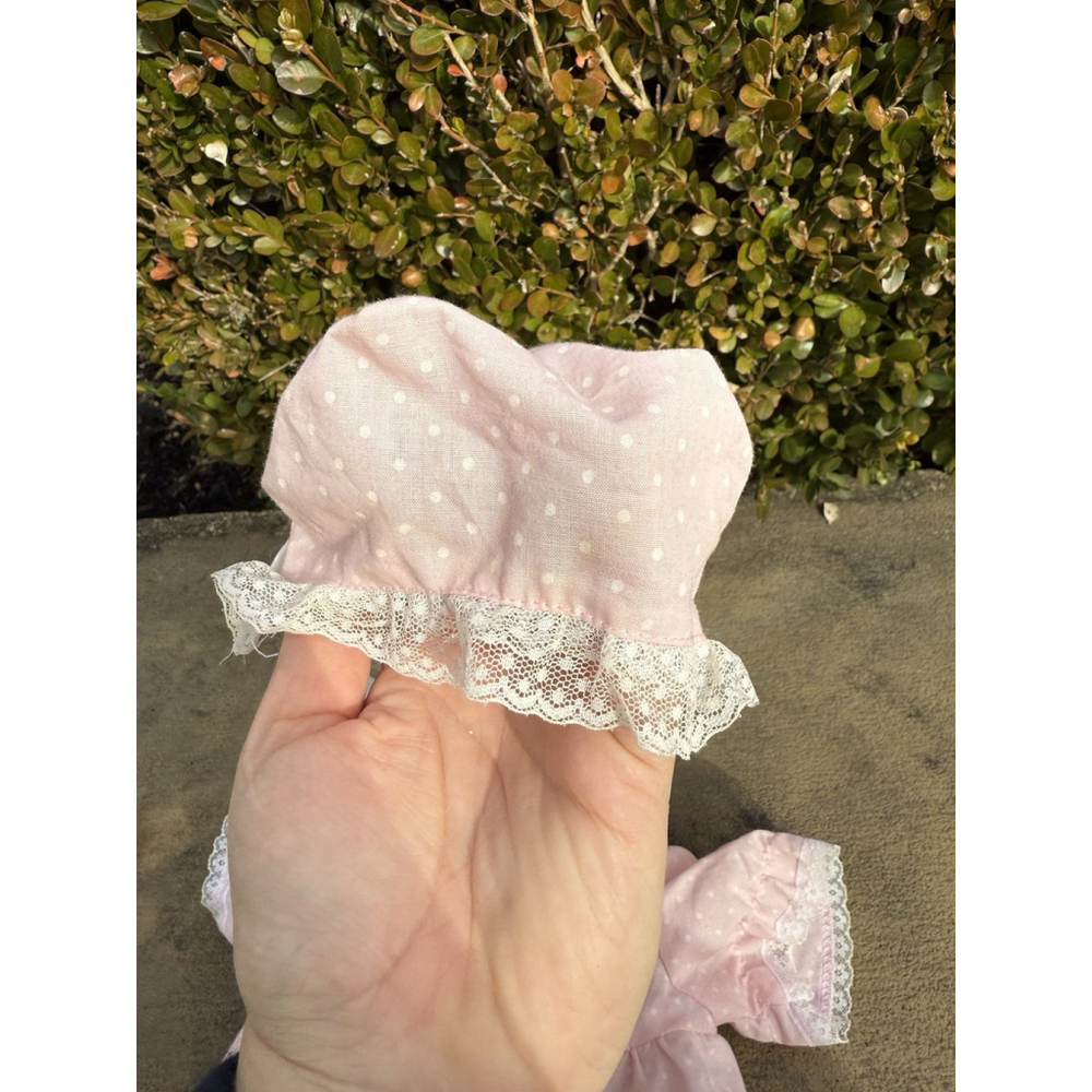 Vintage Cabbage Patch Kid 1980s CPK PINK LAVENDER DRESS Bonnet Fashion Outfit - Picture 4 of 6